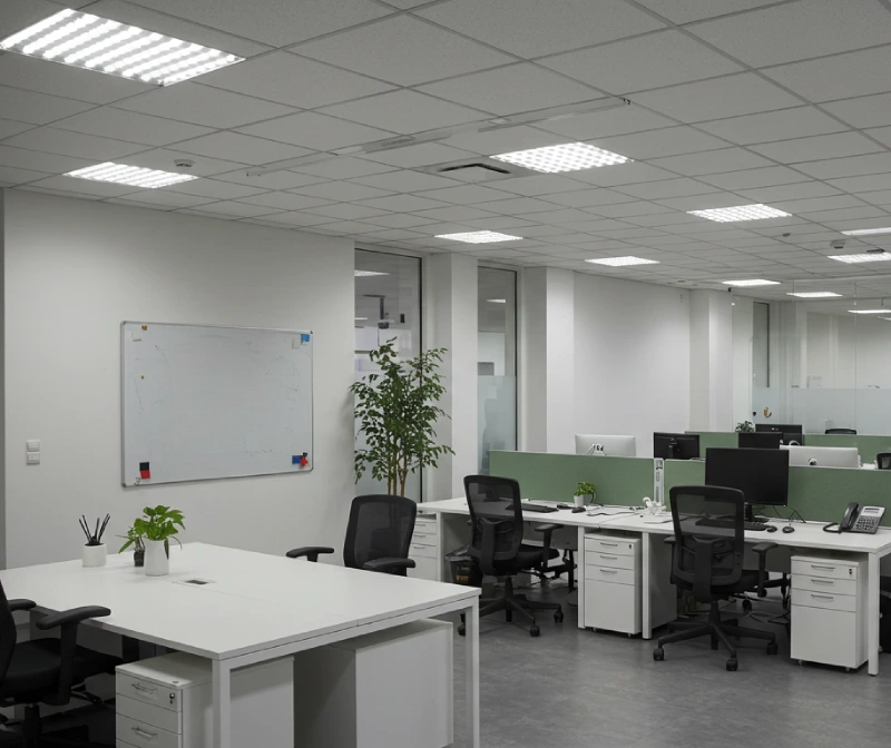 Close-up of energy-efficient LED light fixture