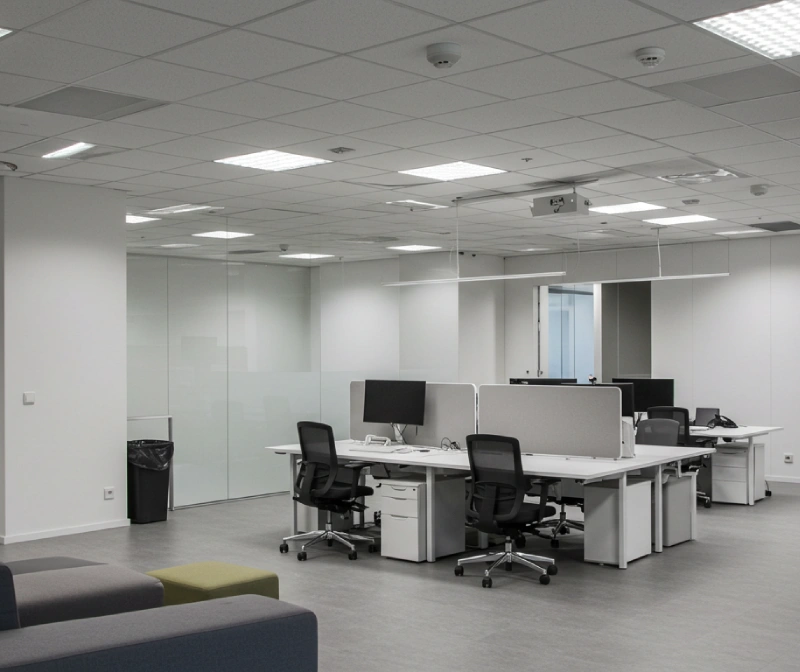 Commercial space illuminated with modern LED lights